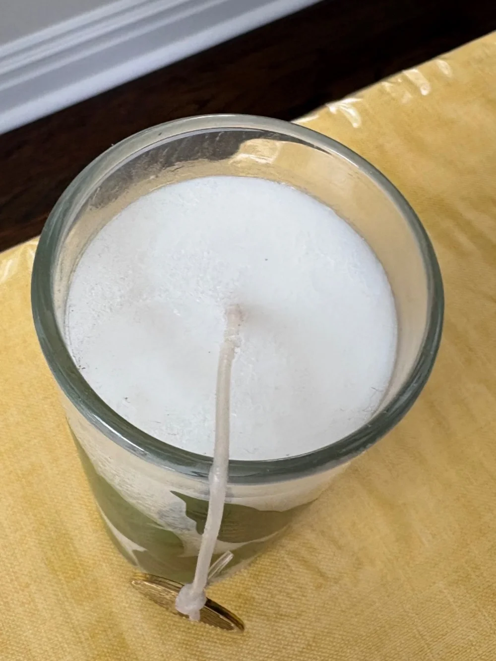 Pier 1 White Pillar Amazon Nectar Candle with Tropical Leaf Design and Charm